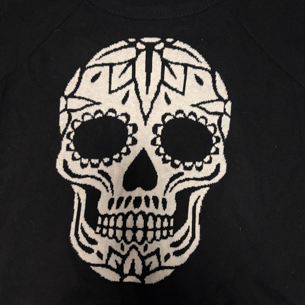 Torrid Black Sweater with White Skull Motif - Picture 2 of 5